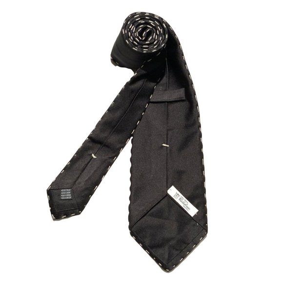 🆕CALABRESE Solid Black Silk Tie ITALY 58